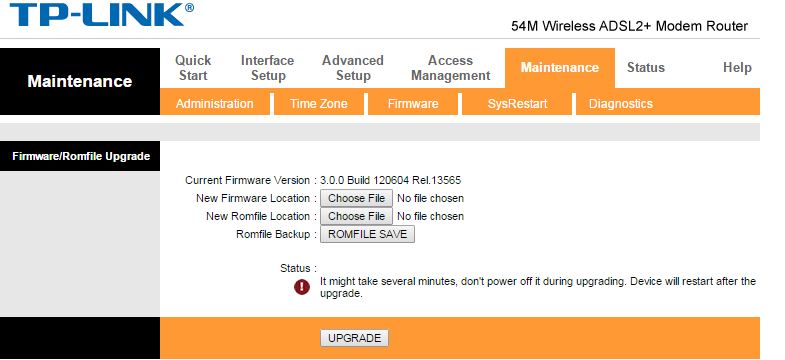 ADSL model fireware update