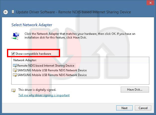 Removing show compatible hardware check box